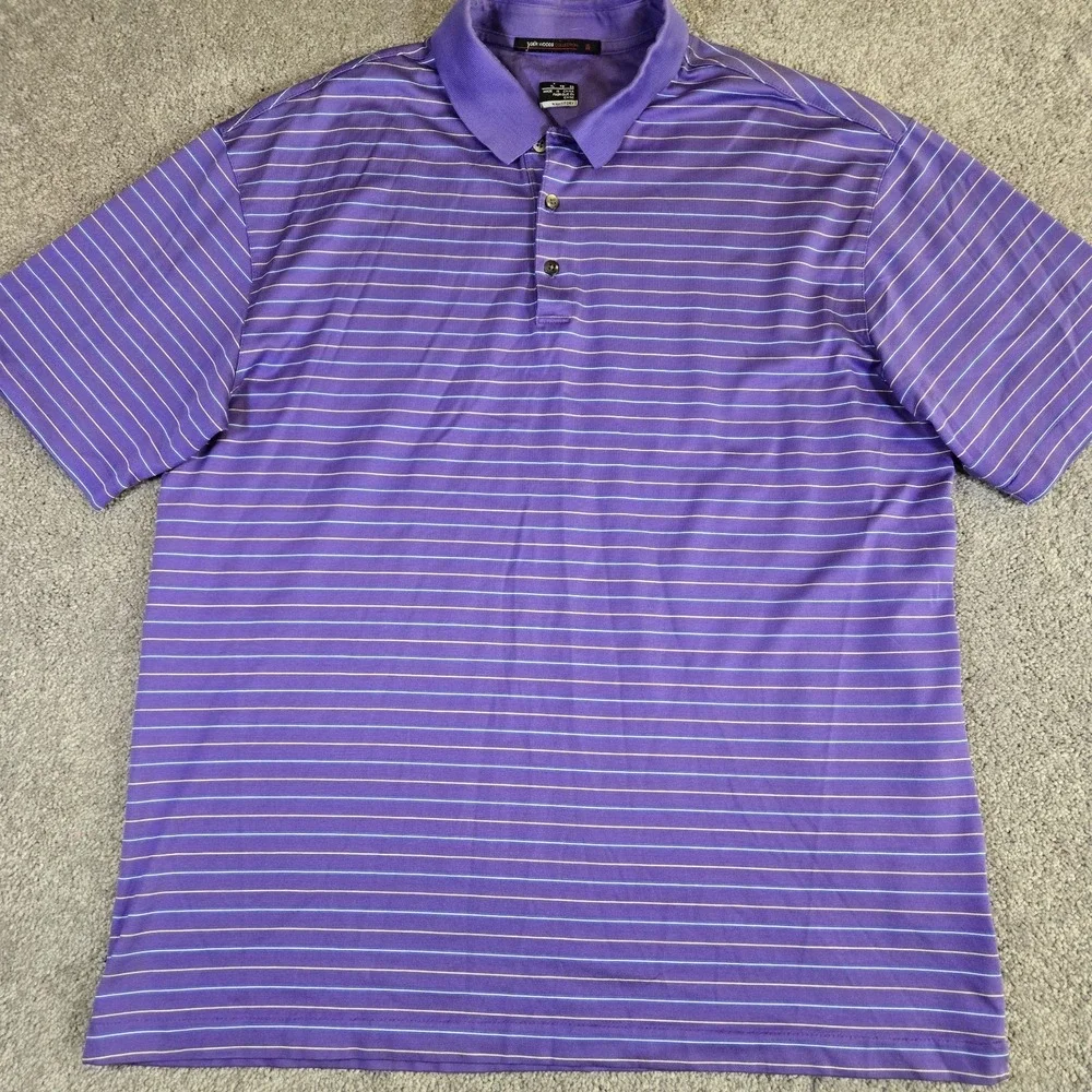 Vintage Nike Tiger Woods Polo Shirt Mens XL Purple Stripe